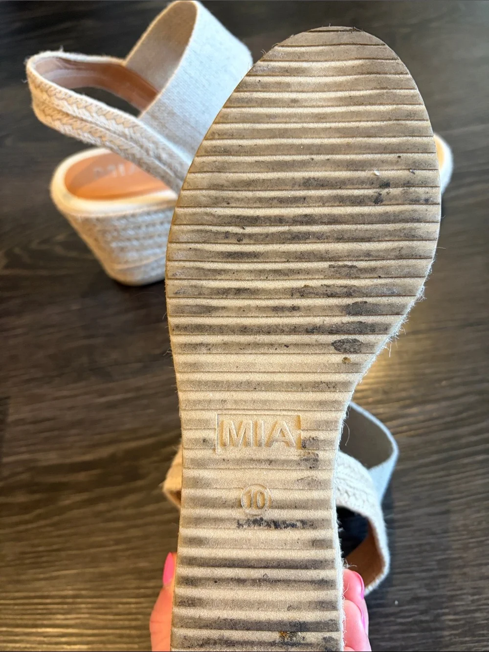 MIA Beige Elastic Strap Platform Sandals